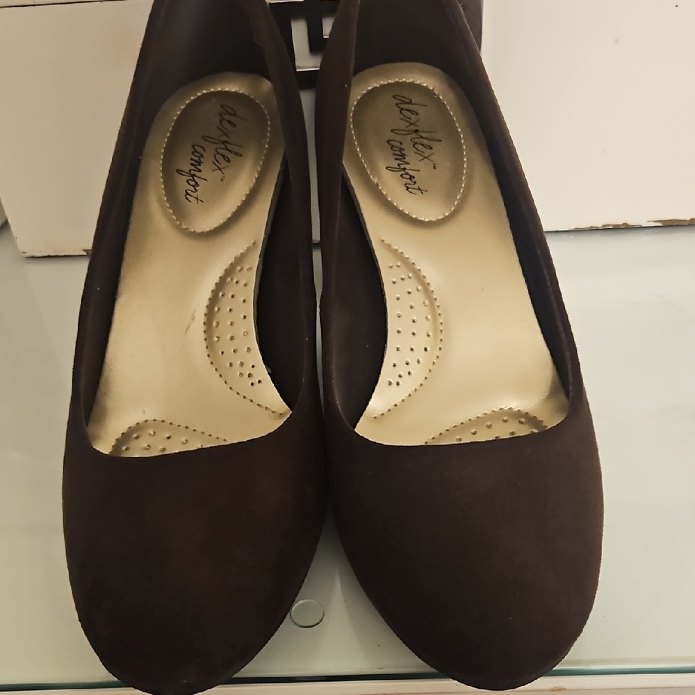 Dark Brown Suade Heels - Picture 2 of 6